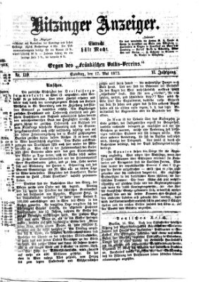 Kitzinger Anzeiger Samstag 17. Mai 1873