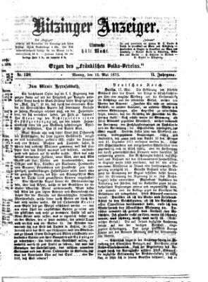 Kitzinger Anzeiger Montag 19. Mai 1873