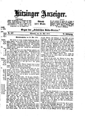 Kitzinger Anzeiger Mittwoch 28. Mai 1873