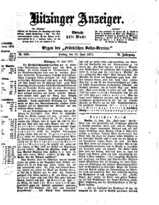 Kitzinger Anzeiger Freitag 13. Juni 1873