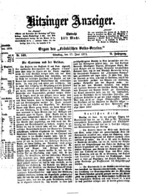 Kitzinger Anzeiger Dienstag 17. Juni 1873