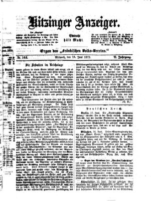 Kitzinger Anzeiger Mittwoch 18. Juni 1873