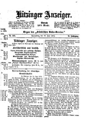 Kitzinger Anzeiger Donnerstag 19. Juni 1873