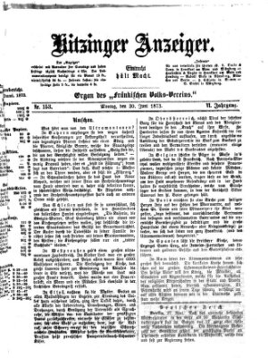 Kitzinger Anzeiger Montag 30. Juni 1873