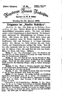 Augsburger neueste Nachrichten Dienstag 31. Januar 1871