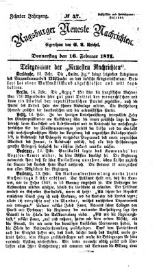 Augsburger neueste Nachrichten Donnerstag 16. Februar 1871