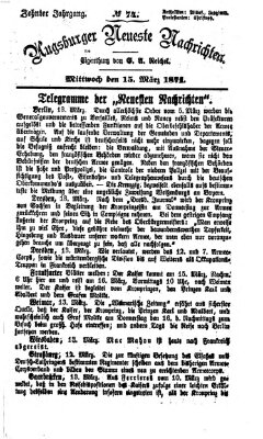 Augsburger neueste Nachrichten Mittwoch 15. März 1871