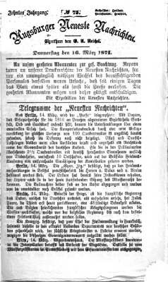 Augsburger neueste Nachrichten Donnerstag 16. März 1871