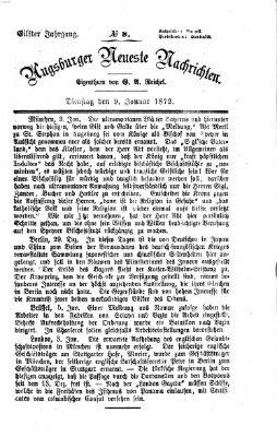 Augsburger neueste Nachrichten Dienstag 9. Januar 1872