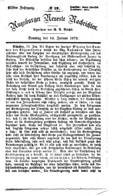 Augsburger neueste Nachrichten Sonntag 14. Januar 1872