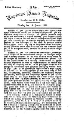 Augsburger neueste Nachrichten Dienstag 16. Januar 1872