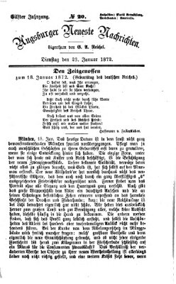 Augsburger neueste Nachrichten Dienstag 23. Januar 1872