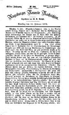 Augsburger neueste Nachrichten Samstag 10. Februar 1872