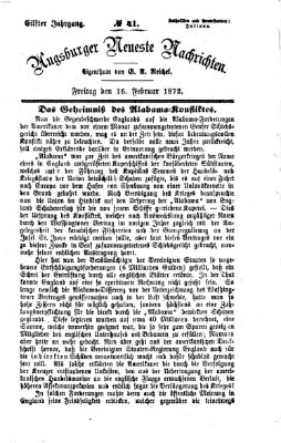 Augsburger neueste Nachrichten Freitag 16. Februar 1872