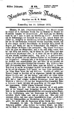 Augsburger neueste Nachrichten Donnerstag 29. Februar 1872