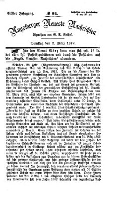 Augsburger neueste Nachrichten Samstag 2. März 1872