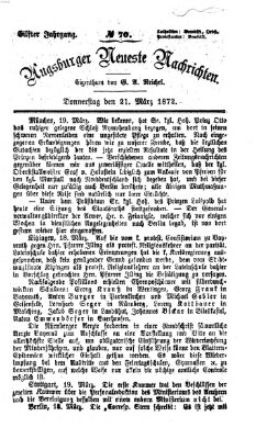 Augsburger neueste Nachrichten Donnerstag 21. März 1872