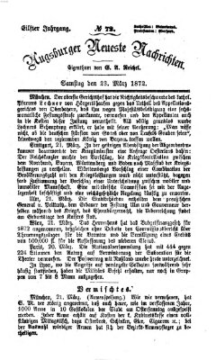 Augsburger neueste Nachrichten Samstag 23. März 1872