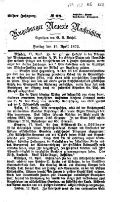 Augsburger neueste Nachrichten Freitag 19. April 1872