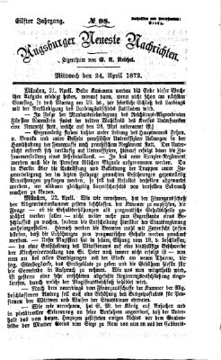 Augsburger neueste Nachrichten Mittwoch 24. April 1872