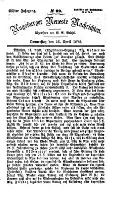 Augsburger neueste Nachrichten Donnerstag 25. April 1872