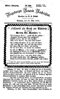 Augsburger neueste Nachrichten Samstag 25. Mai 1872