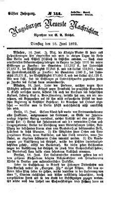 Augsburger neueste Nachrichten Dienstag 18. Juni 1872