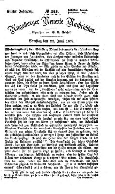 Augsburger neueste Nachrichten Samstag 22. Juni 1872