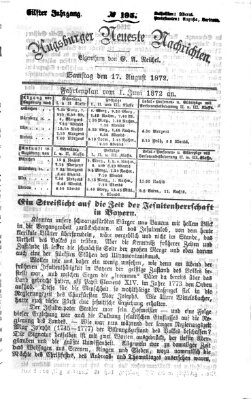 Augsburger neueste Nachrichten Samstag 17. August 1872