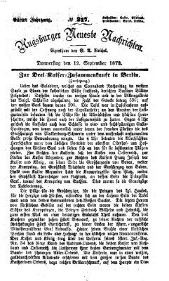 Augsburger neueste Nachrichten Donnerstag 12. September 1872