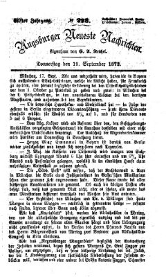 Augsburger neueste Nachrichten Donnerstag 19. September 1872