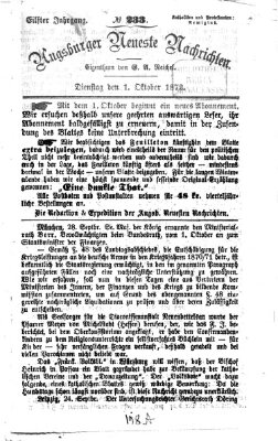 Augsburger neueste Nachrichten Dienstag 1. Oktober 1872