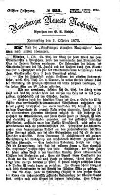 Augsburger neueste Nachrichten Donnerstag 3. Oktober 1872