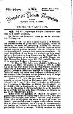 Augsburger neueste Nachrichten Mittwoch 9. Oktober 1872