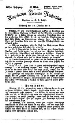 Augsburger neueste Nachrichten Mittwoch 30. Oktober 1872