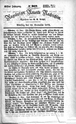 Augsburger neueste Nachrichten Dienstag 12. November 1872