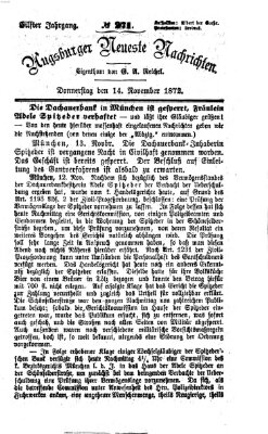 Augsburger neueste Nachrichten Donnerstag 14. November 1872