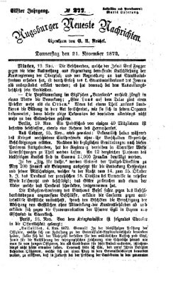 Augsburger neueste Nachrichten Donnerstag 21. November 1872