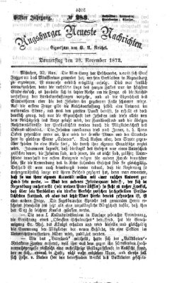 Augsburger neueste Nachrichten Donnerstag 28. November 1872