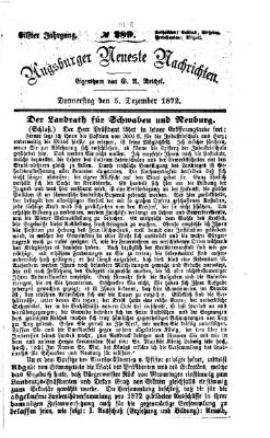 Augsburger neueste Nachrichten Donnerstag 5. Dezember 1872