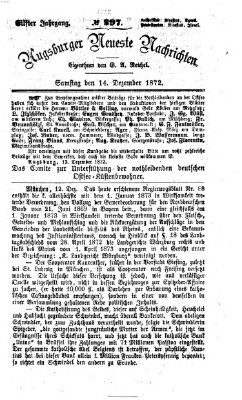 Augsburger neueste Nachrichten Samstag 14. Dezember 1872