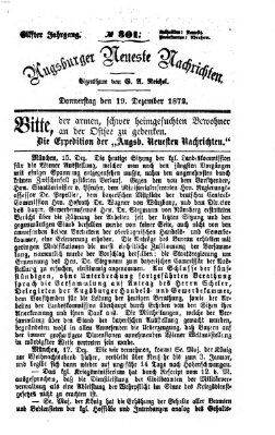 Augsburger neueste Nachrichten Donnerstag 19. Dezember 1872