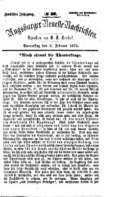 Augsburger neueste Nachrichten Donnerstag 6. Februar 1873