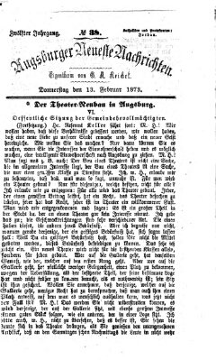 Augsburger neueste Nachrichten Donnerstag 13. Februar 1873