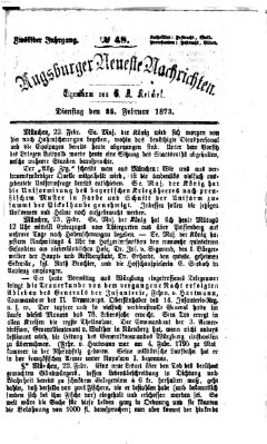 Augsburger neueste Nachrichten Dienstag 25. Februar 1873