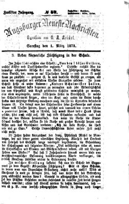 Augsburger neueste Nachrichten Samstag 1. März 1873