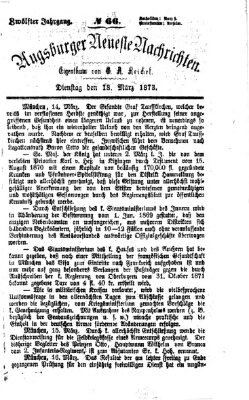 Augsburger neueste Nachrichten Dienstag 18. März 1873