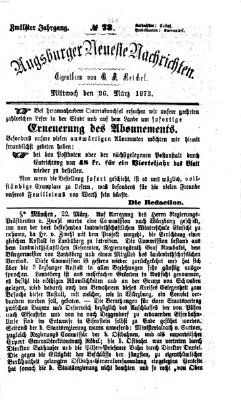 Augsburger neueste Nachrichten Mittwoch 26. März 1873