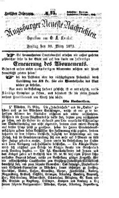 Augsburger neueste Nachrichten Freitag 28. März 1873