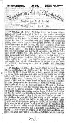 Augsburger neueste Nachrichten Dienstag 1. April 1873